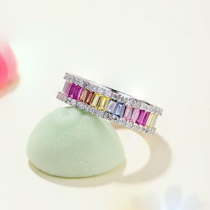 [OAK JURI]Dainty Kaleidoscopic Emerald Cut Daily Ring