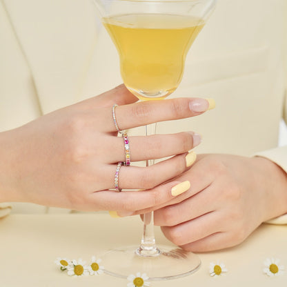 [OAK JURI]Dazzling Lustrous Round Cut Tennis Ring