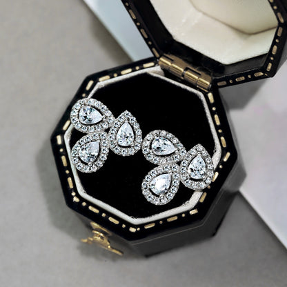 [OAK JURI]Ornate Flower Shape Pear Cut Lover Earrings