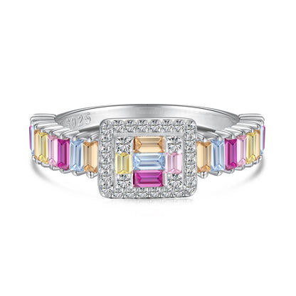 [OAK JURI]Exquisite Colorful Radiant Cut Party Ring