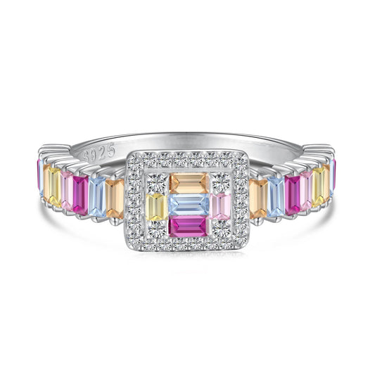 [OAK JURI]Exquisite Colorful Radiant Cut Party Ring