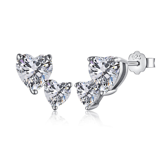 [OAK JURI]Double Heart-Shape Classic Princess Style Earrings