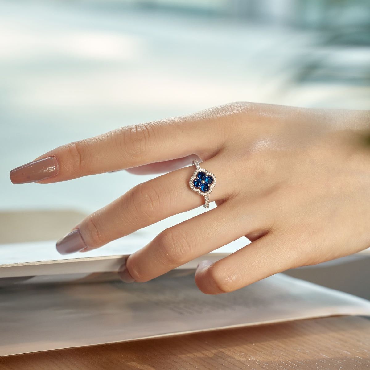 [OAK JURI]Four Leaf Clover Flower Design Ring