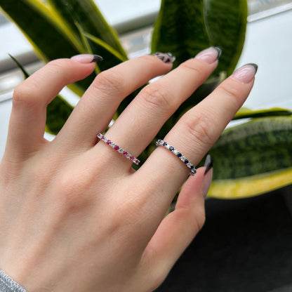 [OAK JURI]Exquisite Colorful Round Cut Tennis Ring