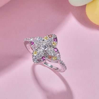 [OAK JURI]Luxurious Colorful Flower Shape Banquet Ring