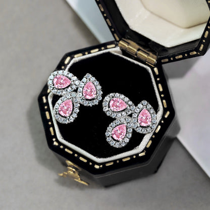 [OAK JURI]Ornate Flower Shape Pear Cut Lover Earrings