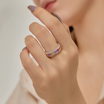 [OAK JURI]Dainty Colorful Radiant Cut Daily Ring
