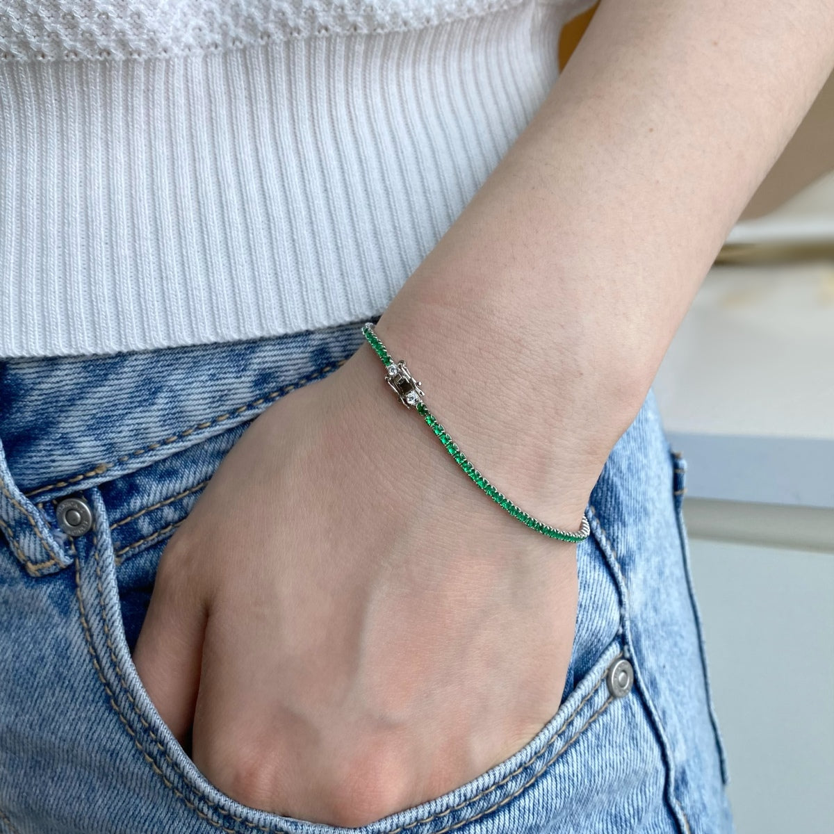 [OAK JURI]Dazzling Colorful Round Cut Daily Bracelet
