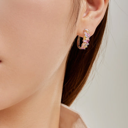 [OAK JURI]Dazzling Colorful Emerald Cut Daily Earrings