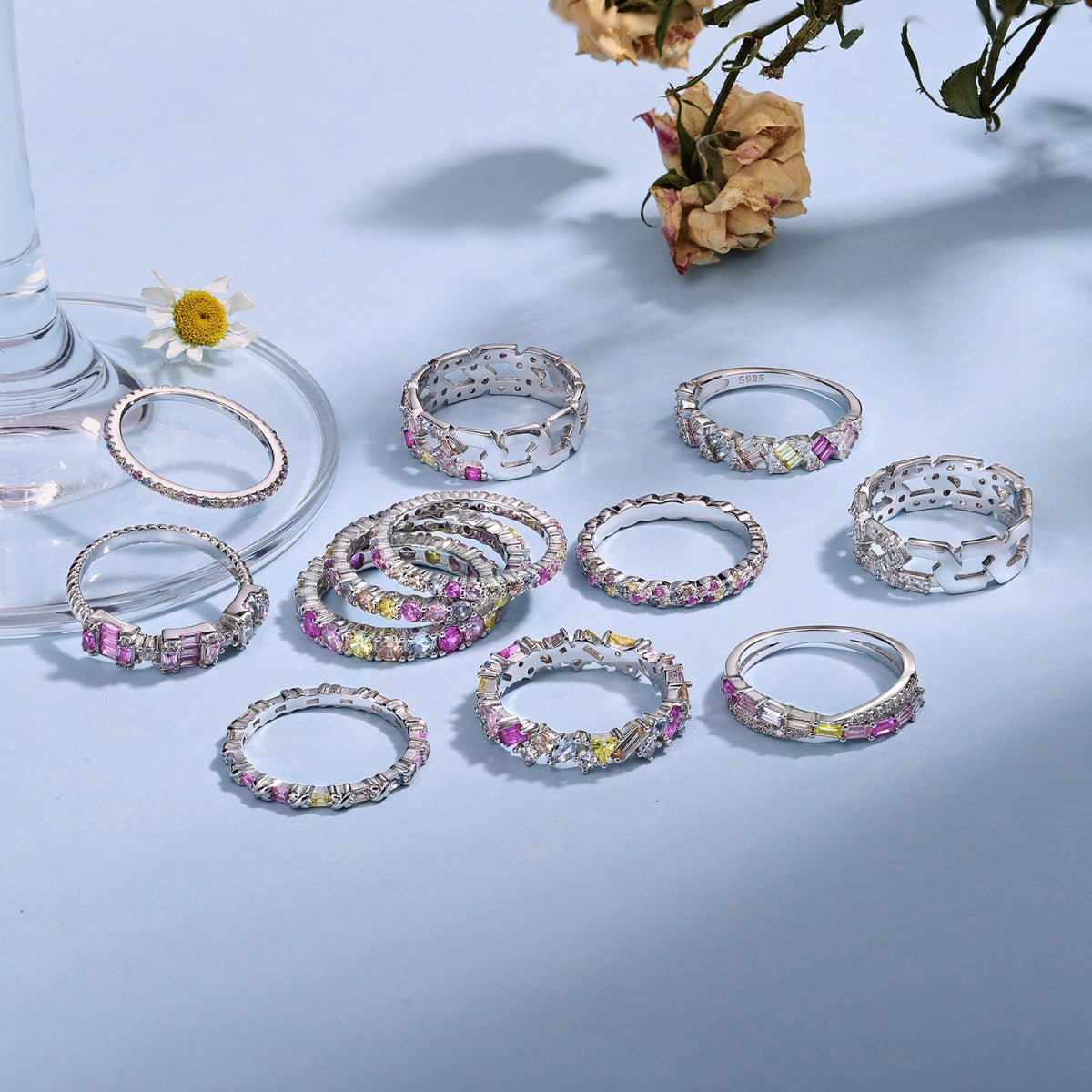 [OAK JURI]Dazzling Lustrous Round Cut Tennis Ring
