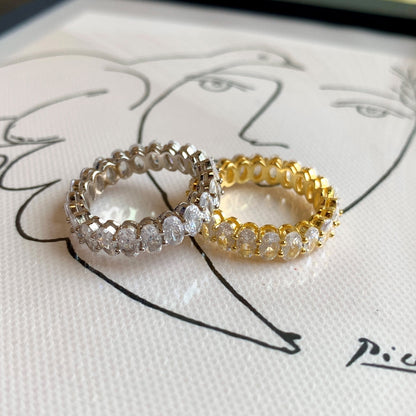 [OAK JURI]Ornate Oval Cut Tennis Ring