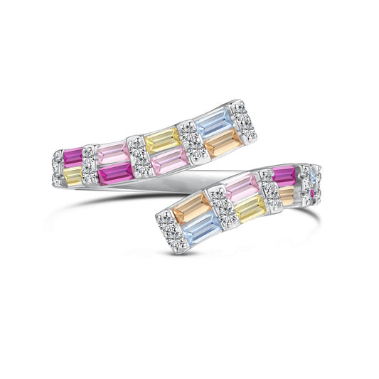 [OAK JURI]Charming Colorful Radiant Cut Adjustable Daily Ring