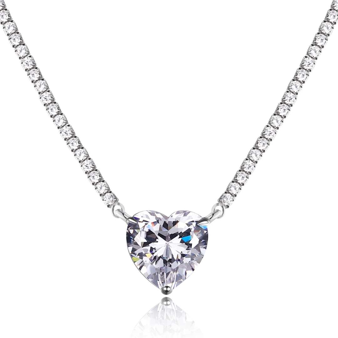 [OAK JURI]8.0 Carat Versatile Colorful Sweet Heart-Shaped Tennis Necklace