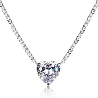 [OAK JURI]8.0 Carat Versatile Colorful Sweet Heart-Shaped Tennis Necklace