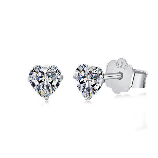 [OAK JURI]Sparkling Heart Shaped Simple Earrings