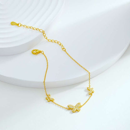 [OAK JURI]Delicate Butterfly Pendant Bracelet