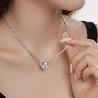 [OAK JURI]8.0 Carat Versatile Colorful Sweet Heart-Shaped Tennis Necklace