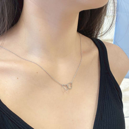 [OAK JURI]Sterling Silver Love Double Ring Necklace