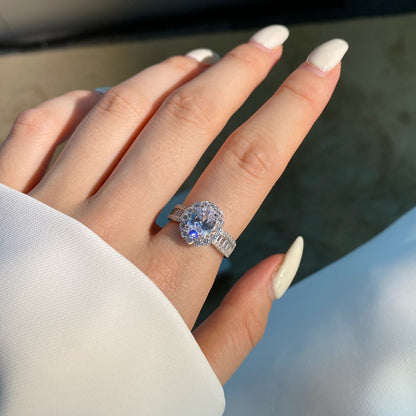 [OAK JURI]1.5 Carat Dazzling Charming Oval Cut Banquet Ring