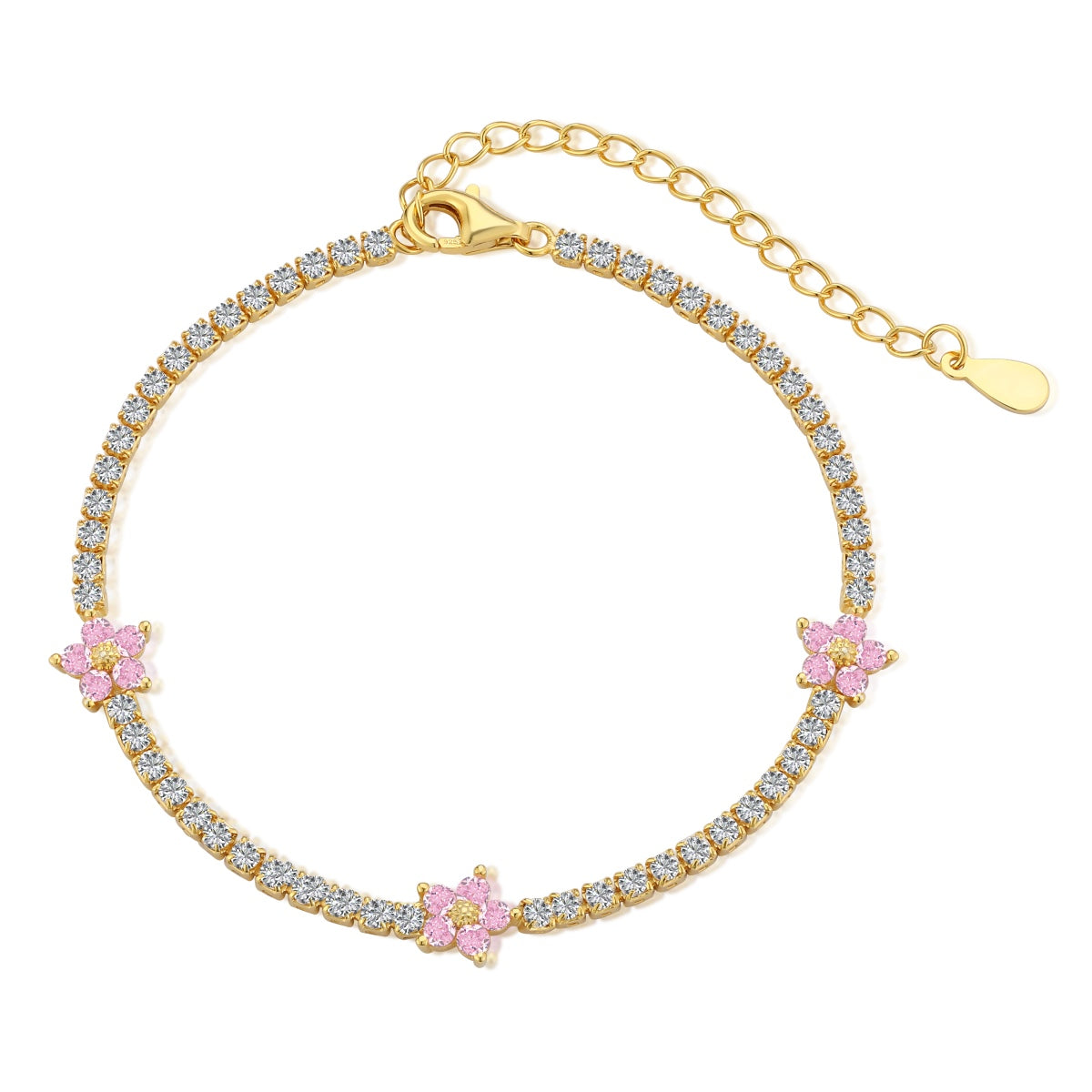 [OAK JURI]Sparkling Flower Shape Tennis Bracelet
