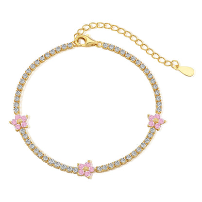 [OAK JURI]Sparkling Flower Shape Tennis Bracelet