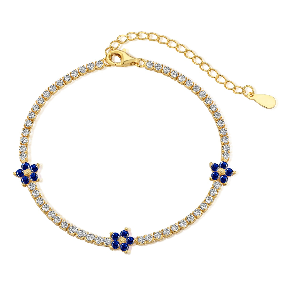 [OAK JURI]Sparkling Flower Shape Tennis Bracelet