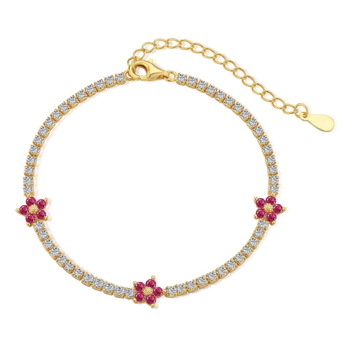 [OAK JURI]Sparkling Flower Shape Tennis Bracelet