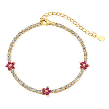 [OAK JURI]Sparkling Flower Shape Tennis Bracelet