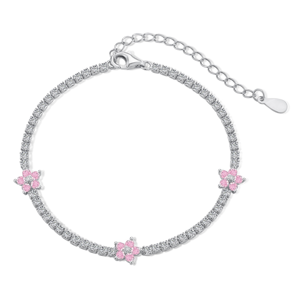 [OAK JURI]Sparkling Flower Shape Tennis Bracelet