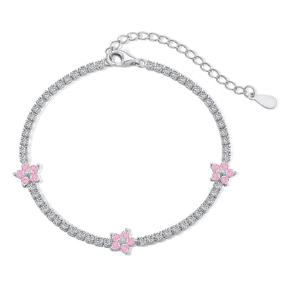 [OAK JURI]Sparkling Flower Shape Tennis Bracelet