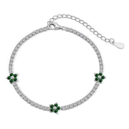 [OAK JURI]Sparkling Flower Shape Tennis Bracelet