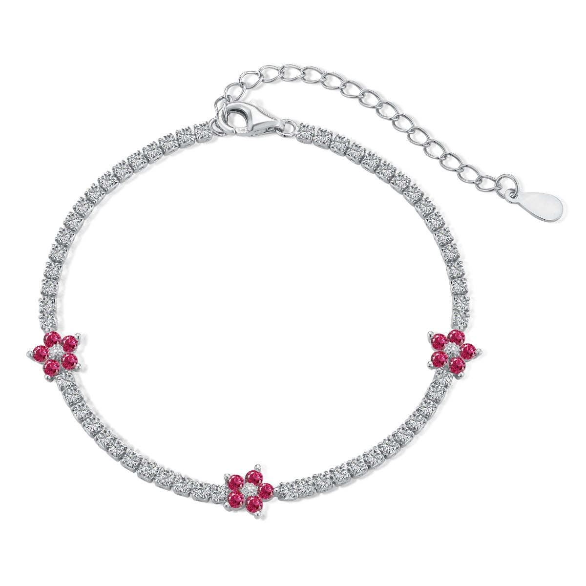 [OAK JURI]Sparkling Flower Shape Tennis Bracelet