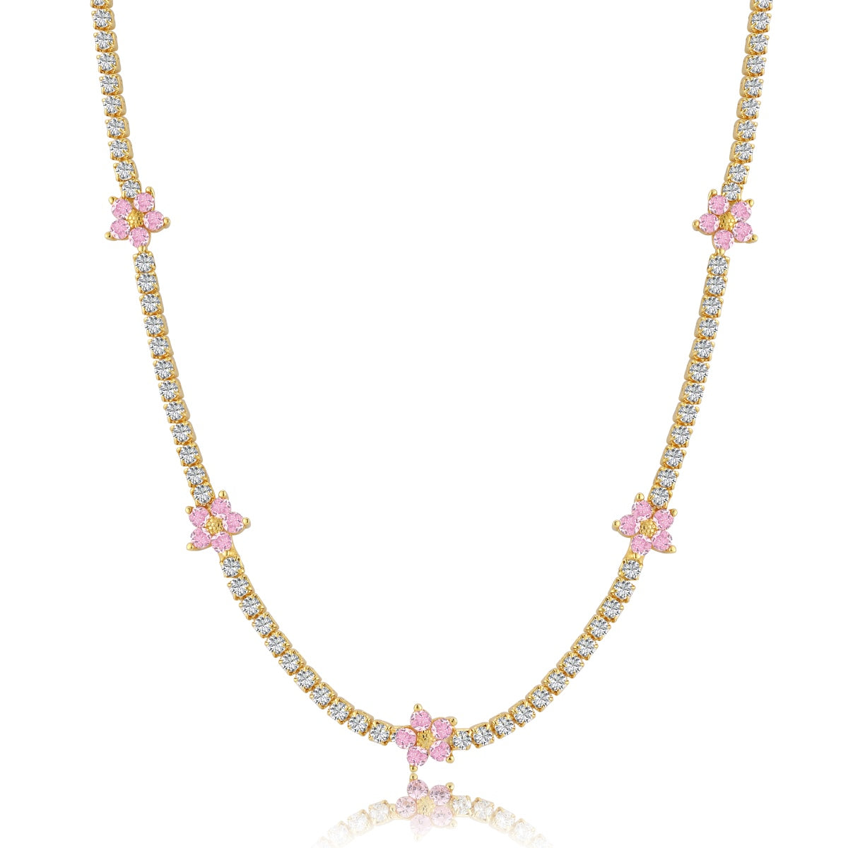 [OAK JURI]Luxurious Colorful Flower Tennis Necklace
