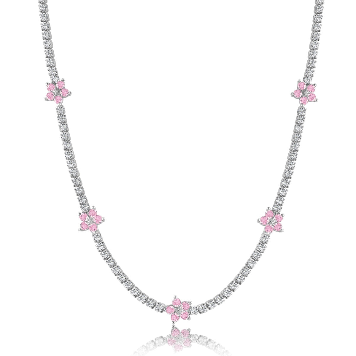 [OAK JURI]Luxurious Colorful Flower Tennis Necklace