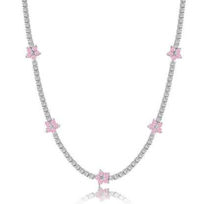 [OAK JURI]Luxurious Colorful Flower Tennis Necklace