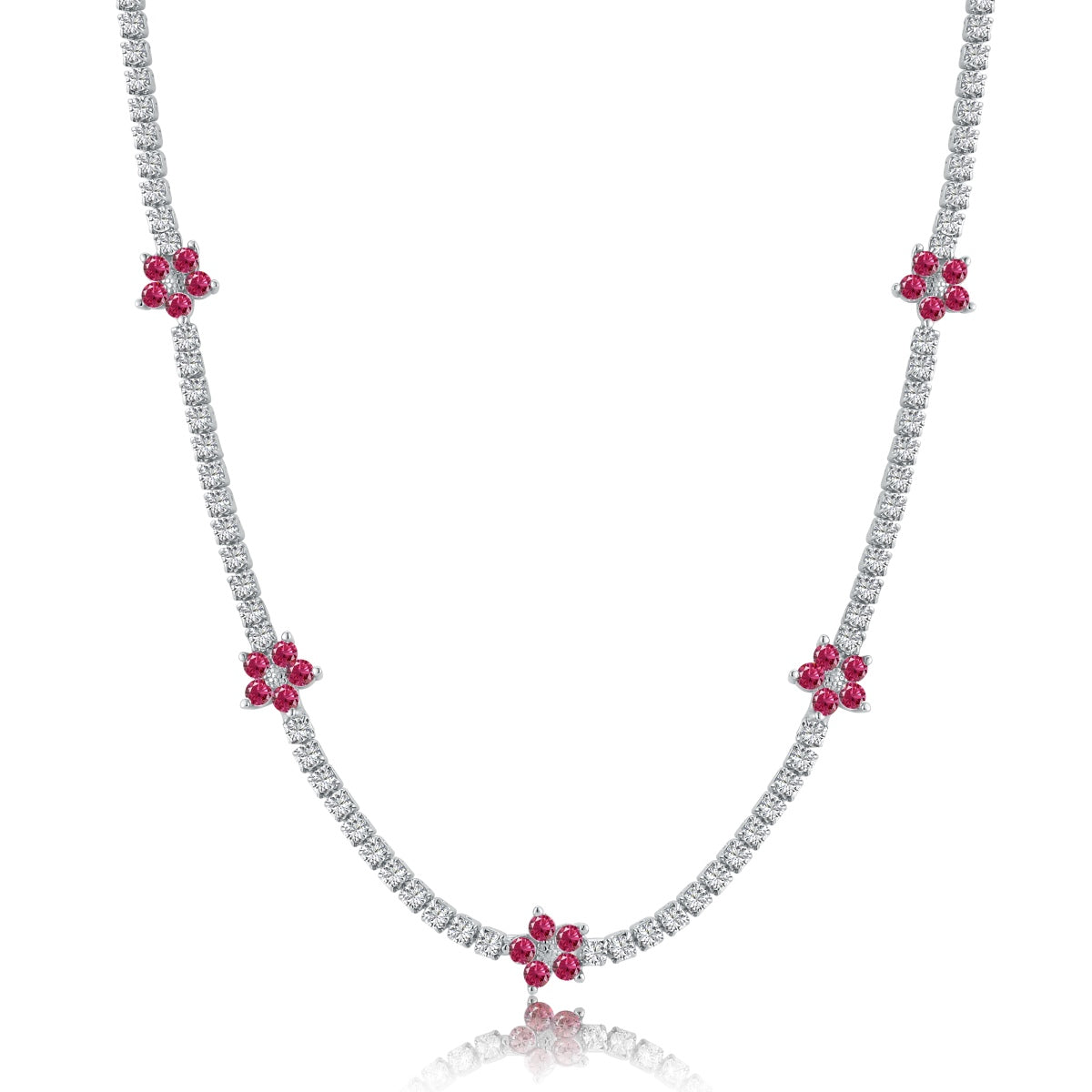 [OAK JURI]Luxurious Colorful Flower Tennis Necklace
