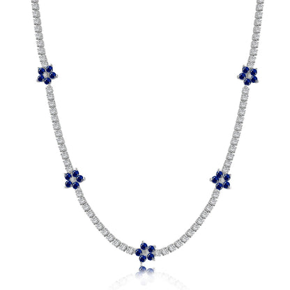 [OAK JURI]Luxurious Colorful Flower Tennis Necklace