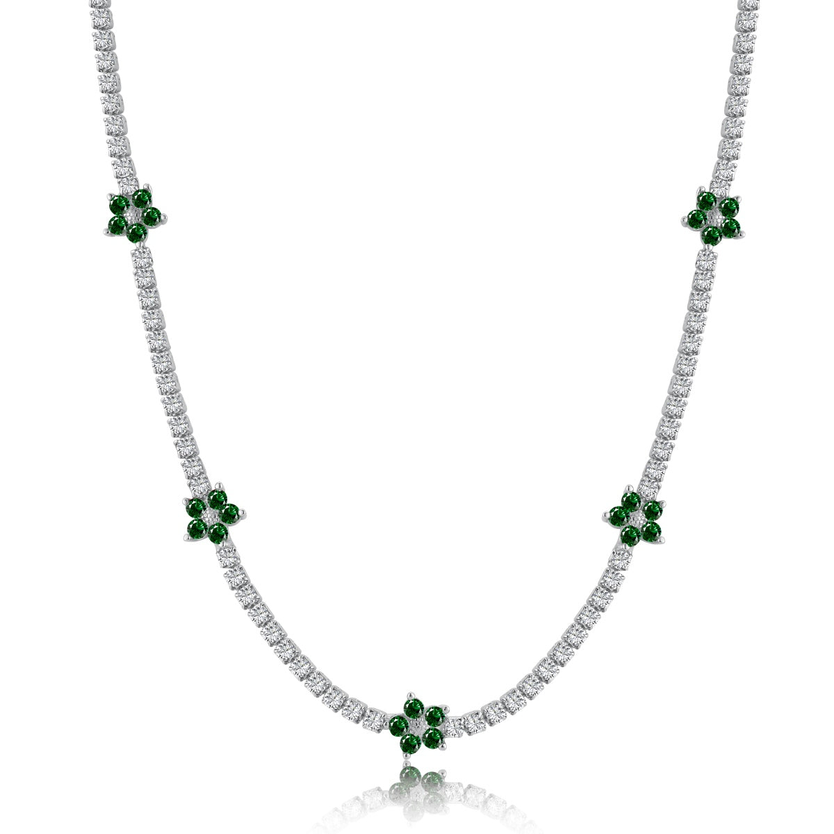 [OAK JURI]Luxurious Colorful Flower Tennis Necklace