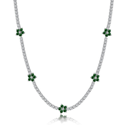 [OAK JURI]Luxurious Colorful Flower Tennis Necklace