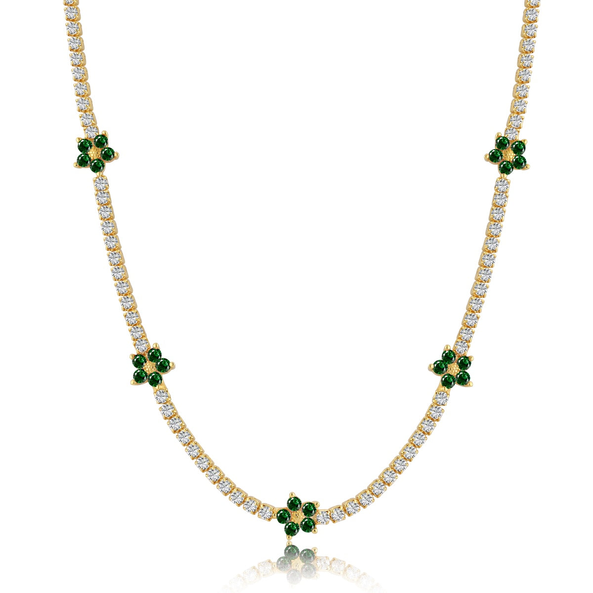 [OAK JURI]Luxurious Colorful Flower Tennis Necklace