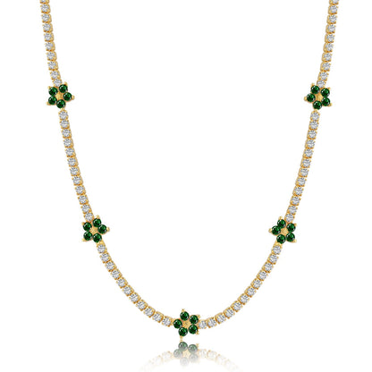 [OAK JURI]Luxurious Colorful Flower Tennis Necklace