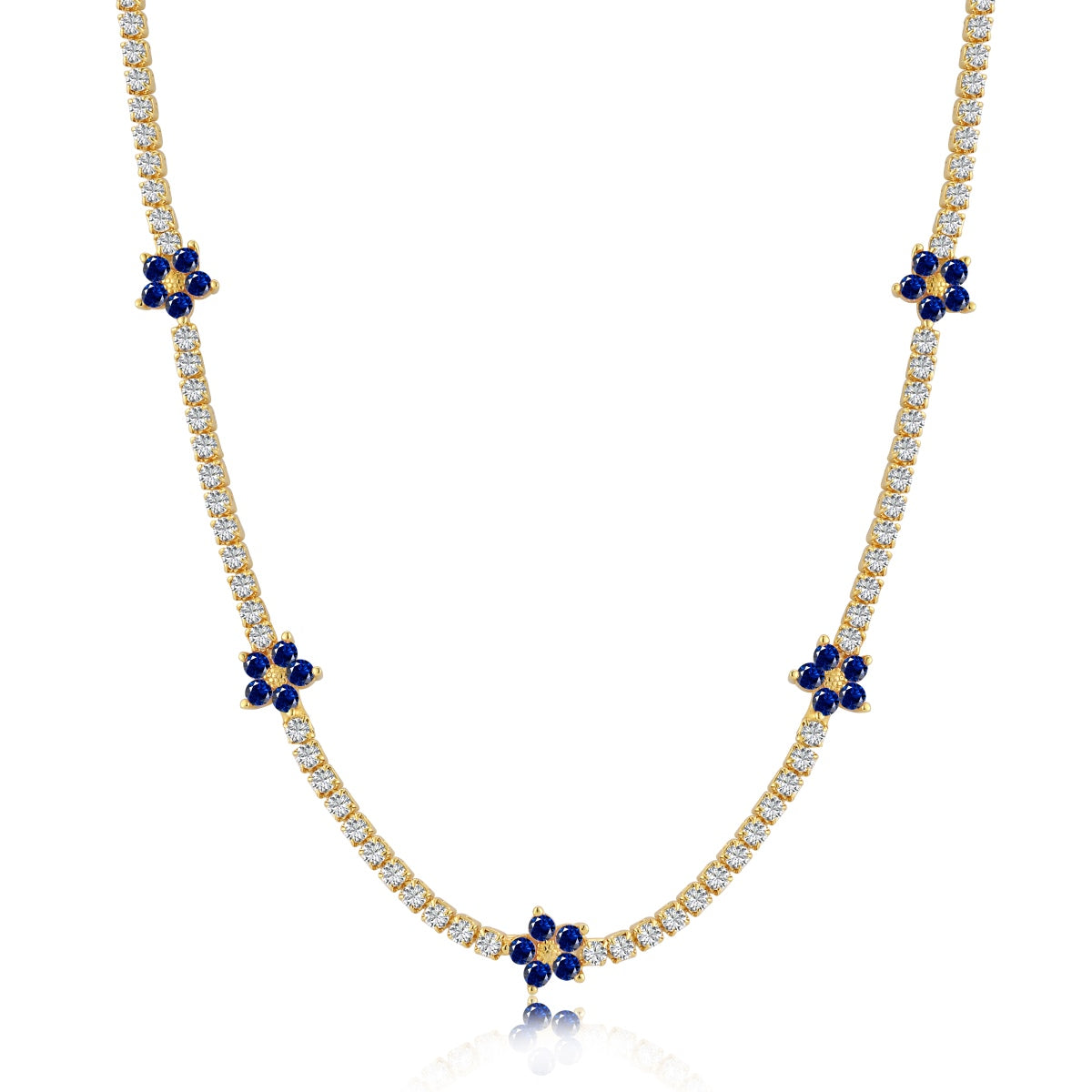 [OAK JURI]Luxurious Colorful Flower Tennis Necklace