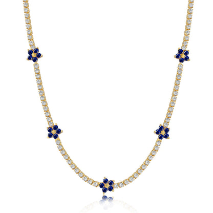[OAK JURI]Luxurious Colorful Flower Tennis Necklace