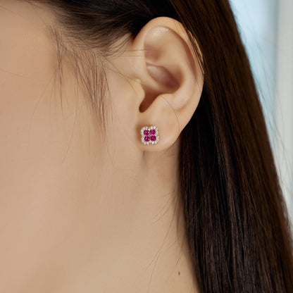 [OAK JURI]Four-Leaf Clover Flower Shaped Earrings