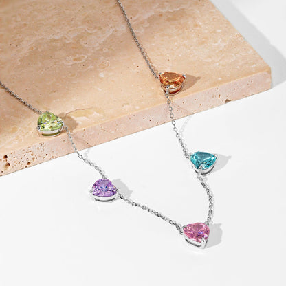 [OAK JURI]Sparkling Colorful Heart Cut Necklace