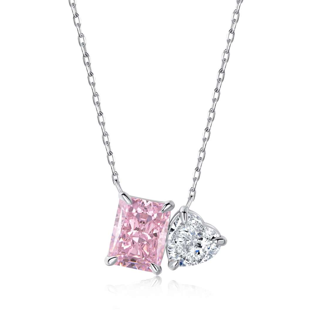 [OAK JURI]Dazzling Square & Heart Shape Necklace