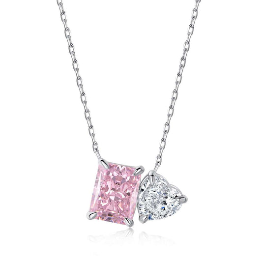 [OAK JURI]Dazzling Square & Heart Shape Necklace