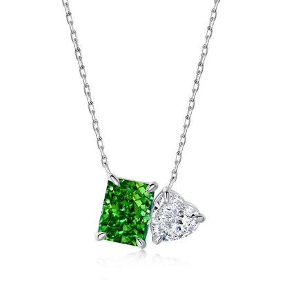 [OAK JURI]Dazzling Square & Heart Shape Necklace