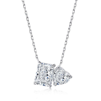 [OAK JURI]Dazzling Square & Heart Shape Necklace