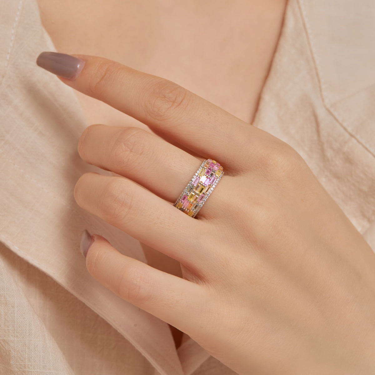 [OAK JURI]Radiant Colorful Radiant Cut Daily Ring